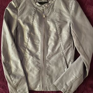 EXPRESS grey faux leather women’s jacket.